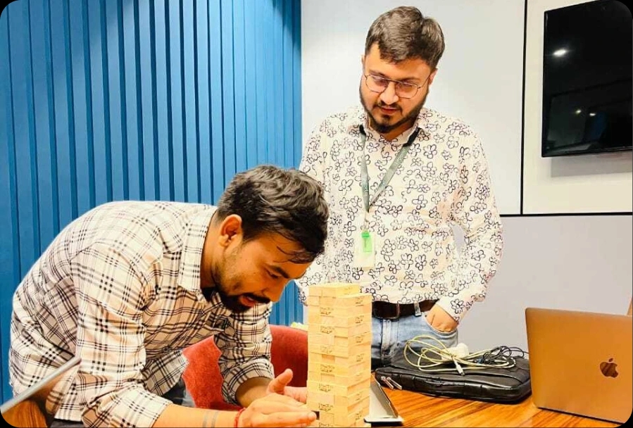 Jenga Puzzle Playing team members