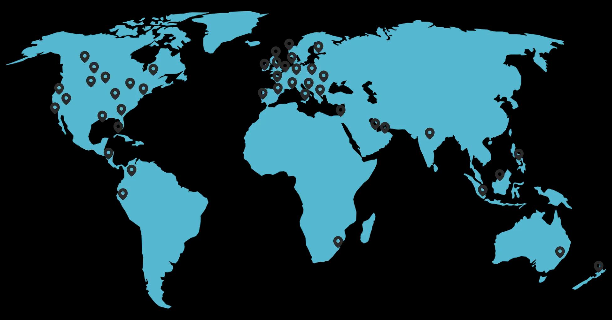 World Map with Pointers